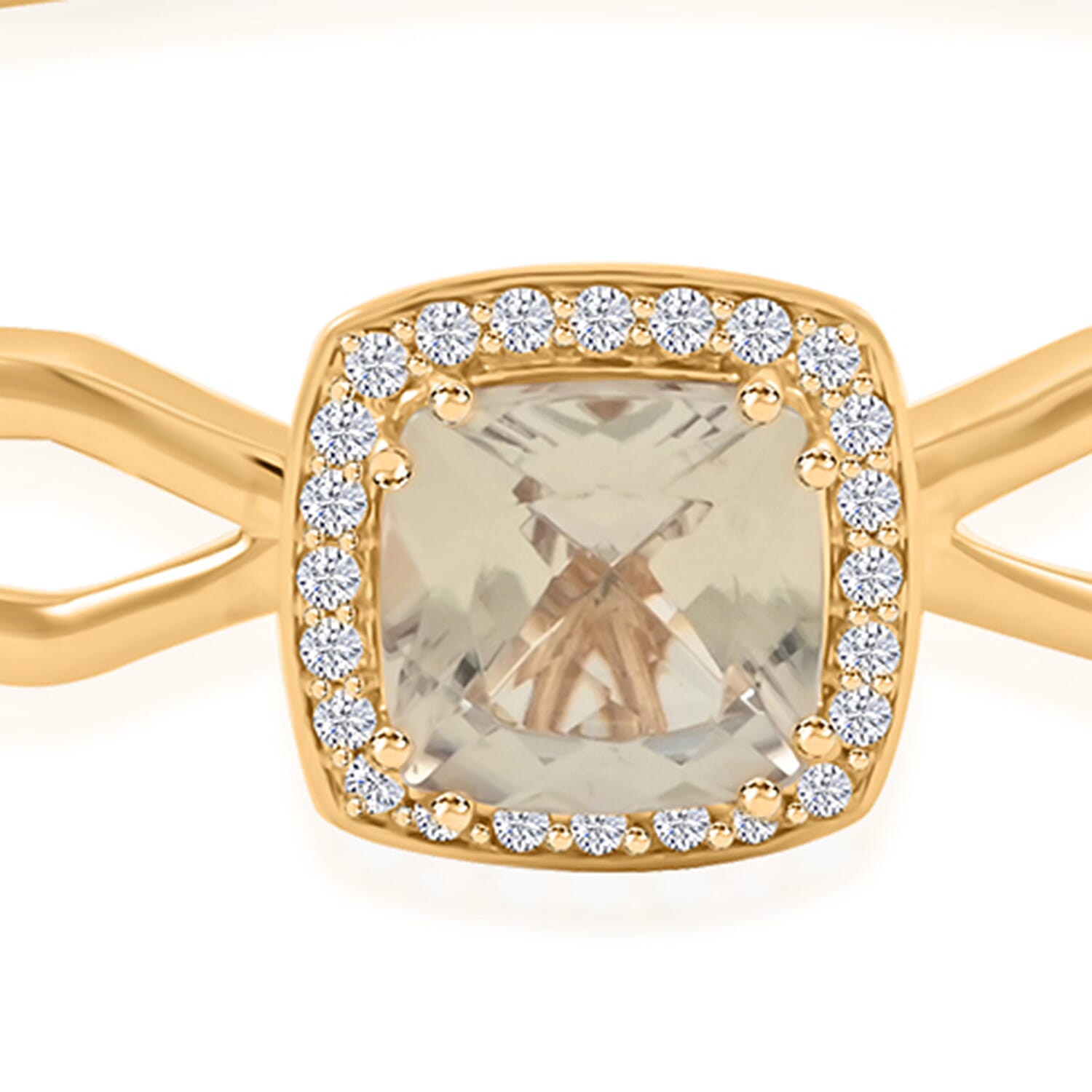 Certified & Appraised Luxoro AAA Asscher Cut Turkizite and G-H I2 Diamond 4.40 ctw Bangle Bracelet in 10K Yellow Gold (6.50 In) 10.50 Grams