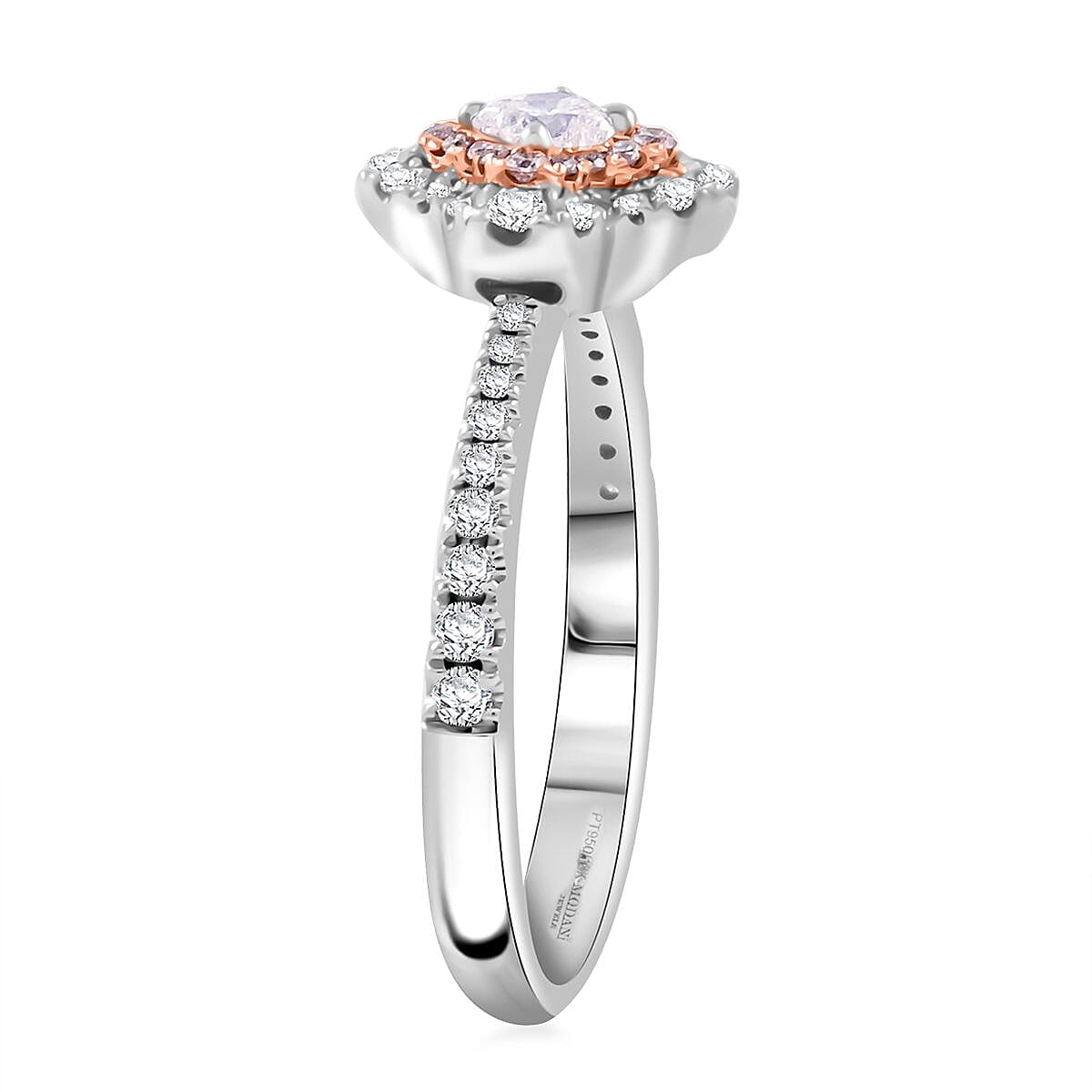 Modani Natural White and Pink Diamond G VVS 0.56 ctw Ring in 950 Platinum (Size 5.0) 4.74 Grams image number 3