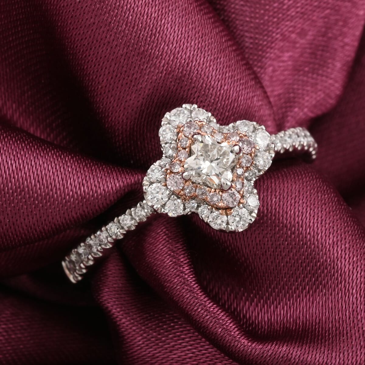 Modani Natural White and Pink Diamond G VVS 0.56 ctw Ring in 950 Platinum (Size 7.0) 4.74 Grams image number 1