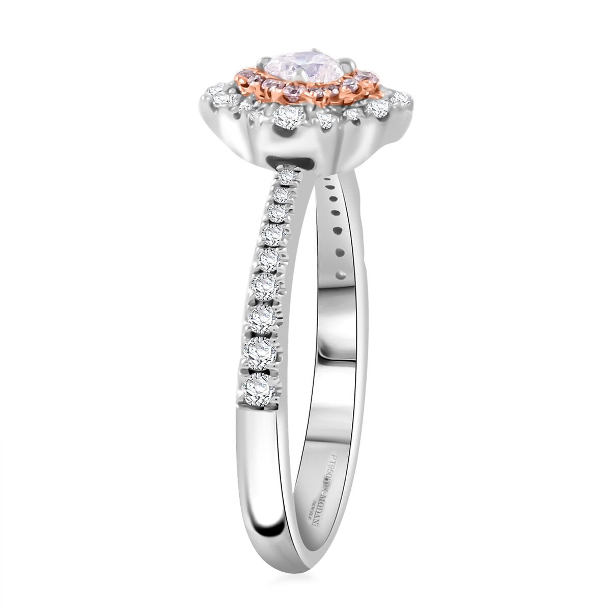 Modani Natural White and Pink Diamond G VVS 0.56 ctw Ring in 950 Platinum (Size 7.0) 4.74 Grams image number 3