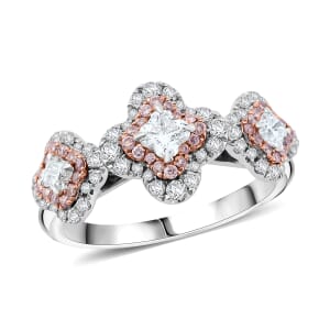 Modani Camellia Cut G VVS Natural White and Pink Diamond 0.82 ctw Ring in 950 Platinum (Size 10.0) 6 Grams