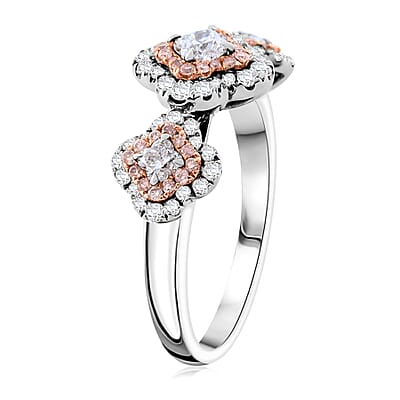 Modani Camellia Cut G VVS Natural White and Pink Diamond 0.82 ctw Ring in 950 Platinum (Size 10.0) 6 Grams