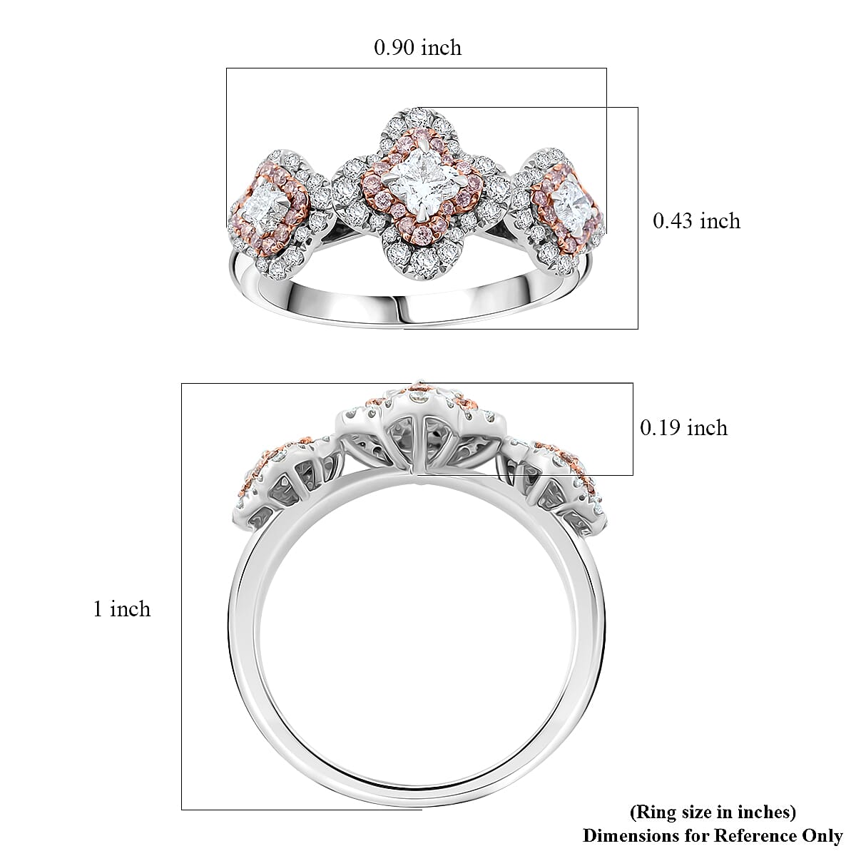 Modani Camellia Cut G VVS Natural White and Pink Diamond 0.82 ctw Ring in 950 Platinum (Size 10.0) 6 Grams