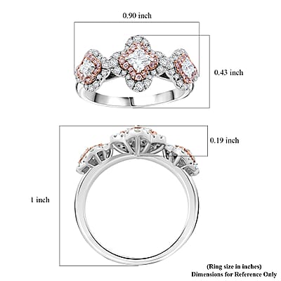 Modani Camellia Cut G VVS Natural White and Pink Diamond 0.82 ctw Ring in 950 Platinum (Size 10.0) 6 Grams
