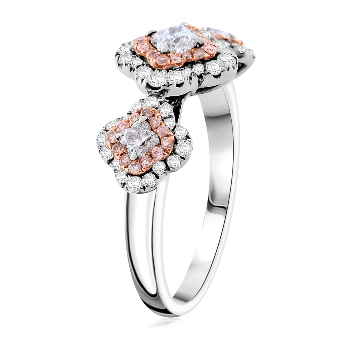 Modani Camellia Cut G VVS Natural White and Pink Diamond 0.82 ctw Ring in 950 Platinum (Size 7.0) 6 Grams image number 3