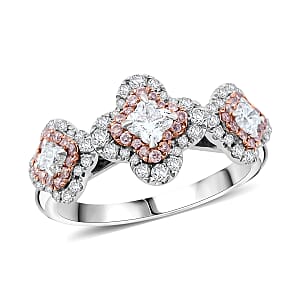 Modani Camellia Cut G VVS Natural White and Pink Diamond 0.82 ctw Ring in 950 Platinum (Size 9.0) 6 Grams