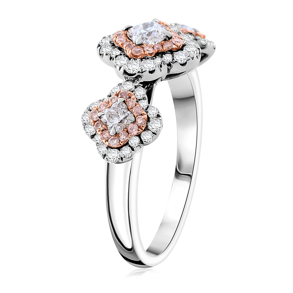 Modani Camellia Cut G VVS Natural White and Pink Diamond 0.82 ctw Ring in 950 Platinum (Size 9.0) 6 Grams image number 3
