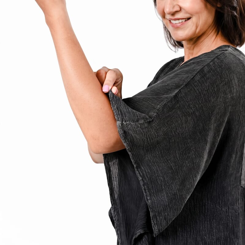 Tamsy Black Embroidered V-Neck Stone Wash Kaftan - One Size Fits Most