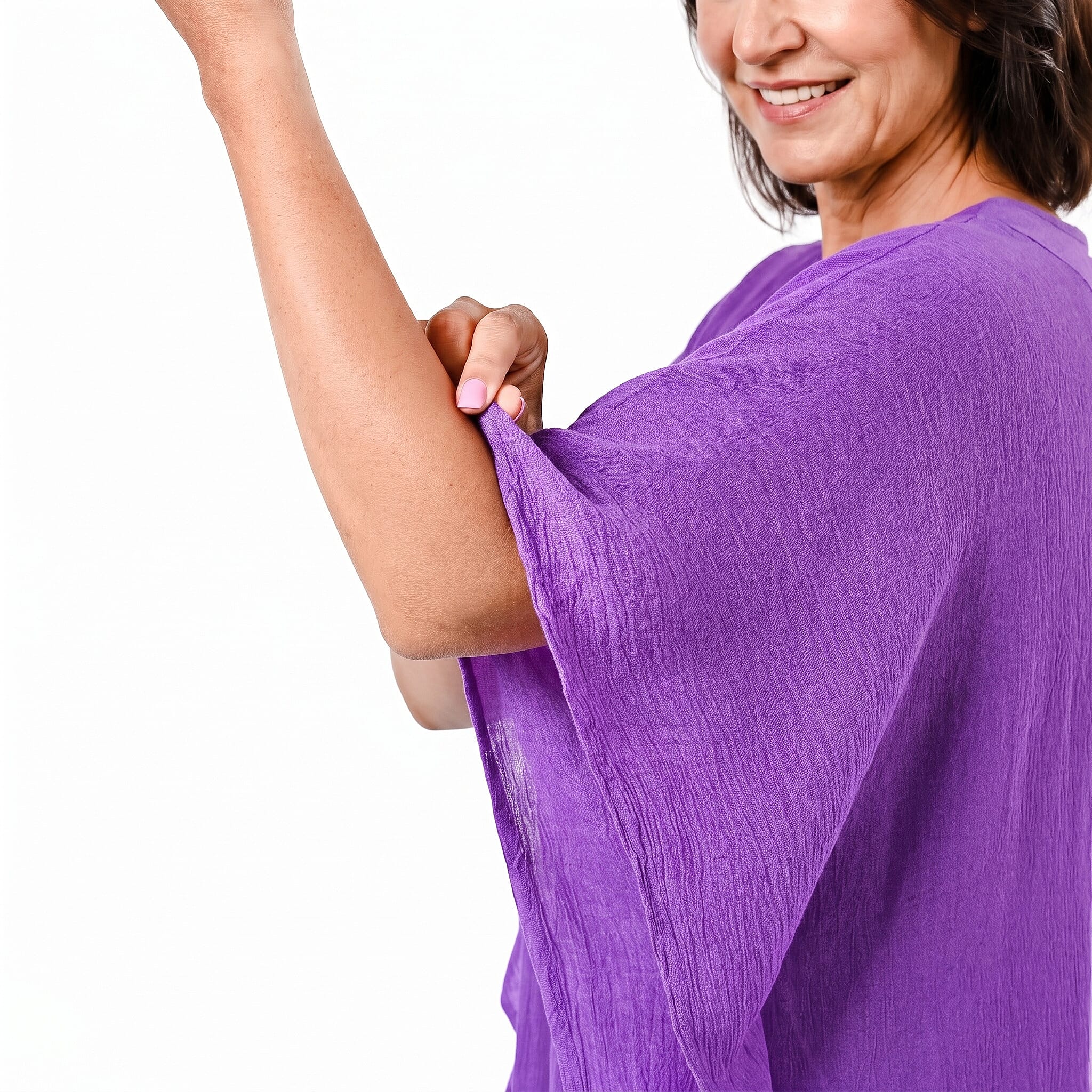 Tamsy Purple Embroidered V-Neck Stone Wash Kaftan - One Size Fits Most