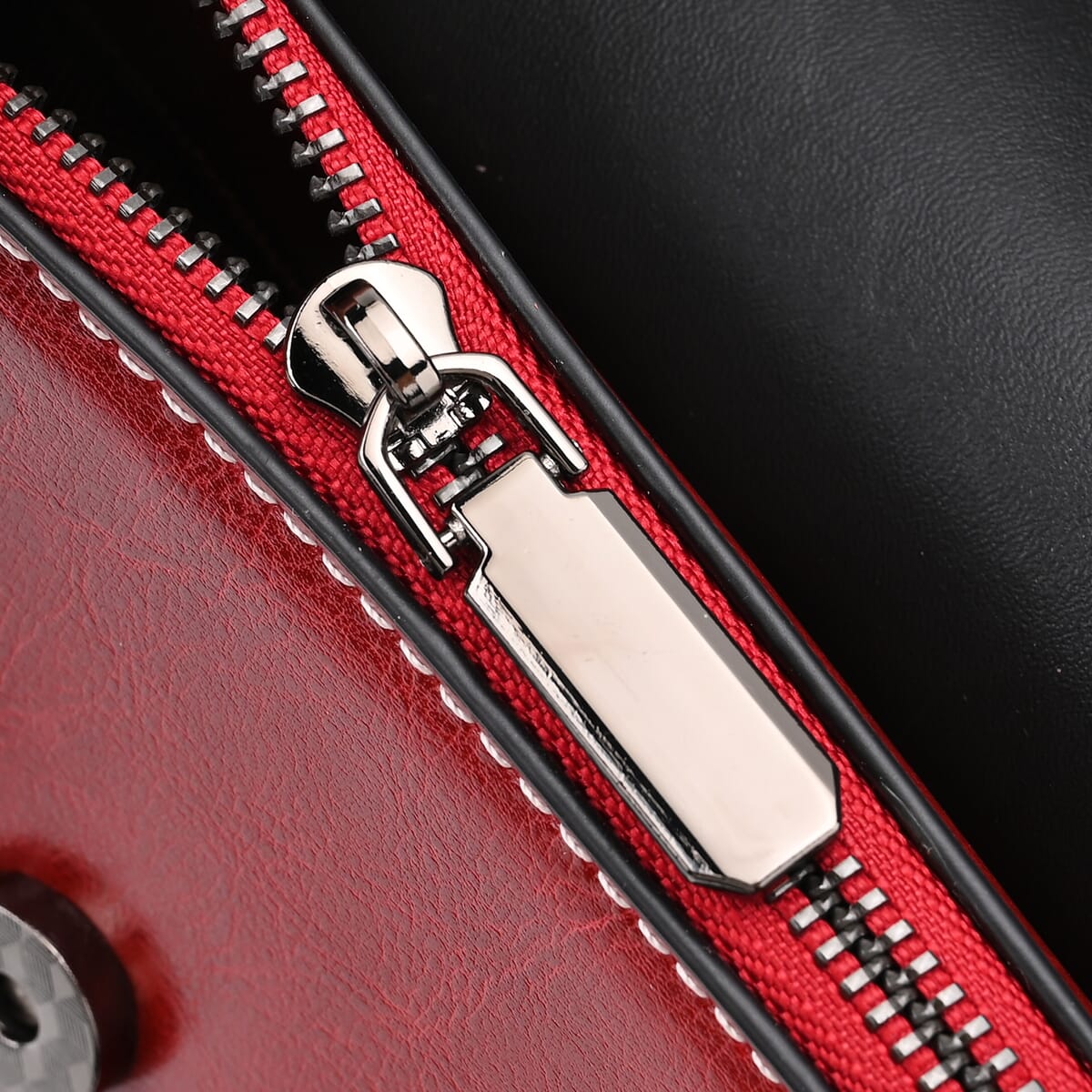 Closeout Deal Burgundy Genuine Leather Flap Over Crossbody Bag with 2 Shoulder Strap image number 6