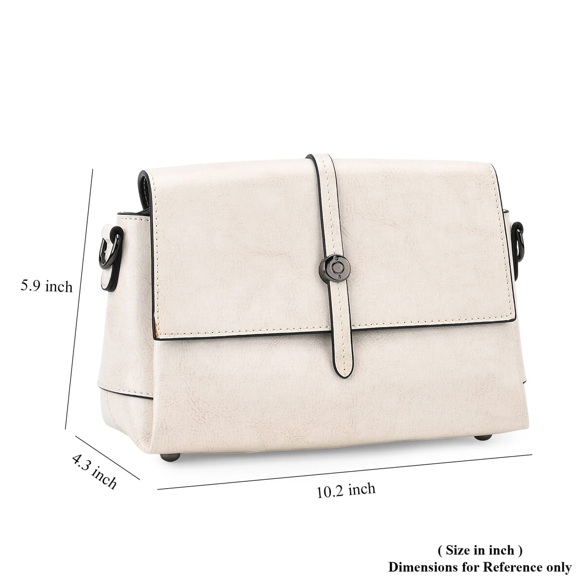 Closeout Deal White Genuine Leather Flap Over Crossbody Bag with 2 Shoulder Strap image number 7