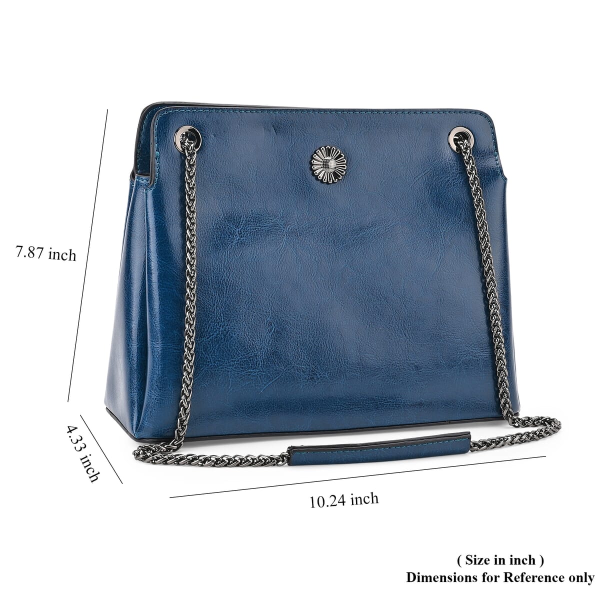 Closeout Deal White Genuine Leather Crossbody Bag (10.24"x4.33"x7.87") with Chain Shoulder Strap image number 6