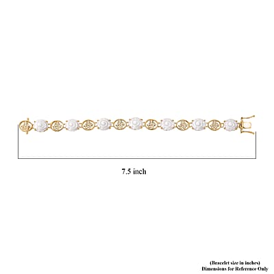 Natural Jade Carved 34.65 ctw Floral Bracelet in 18K Vermeil Yellow Gold Over Sterling Silver (7.50 In)