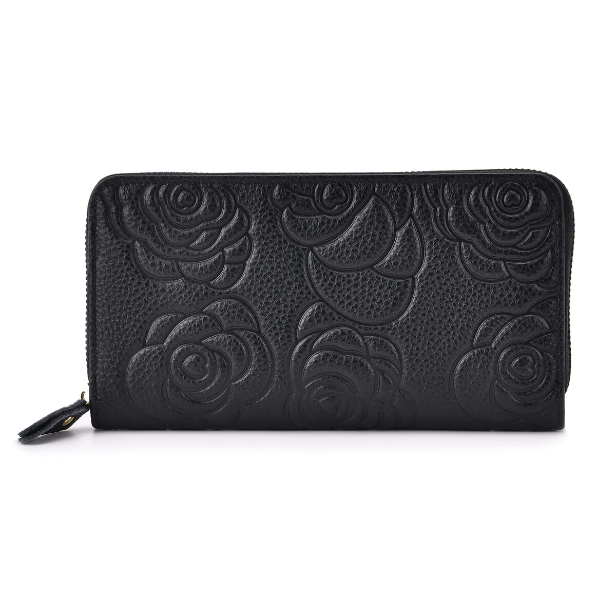 Black Rose Embossed Genuine Leather Wallet image number 0