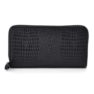 Black Crocodile Embossed Genuine Leather Wallet