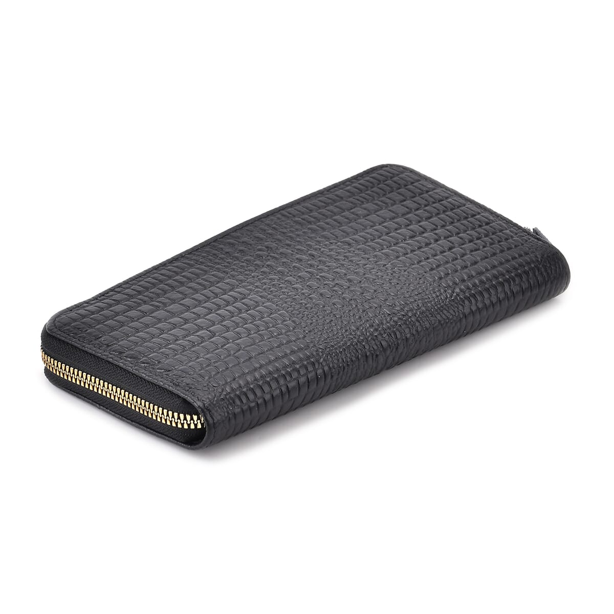 Black Crocodile Embossed Genuine Leather Wallet image number 4