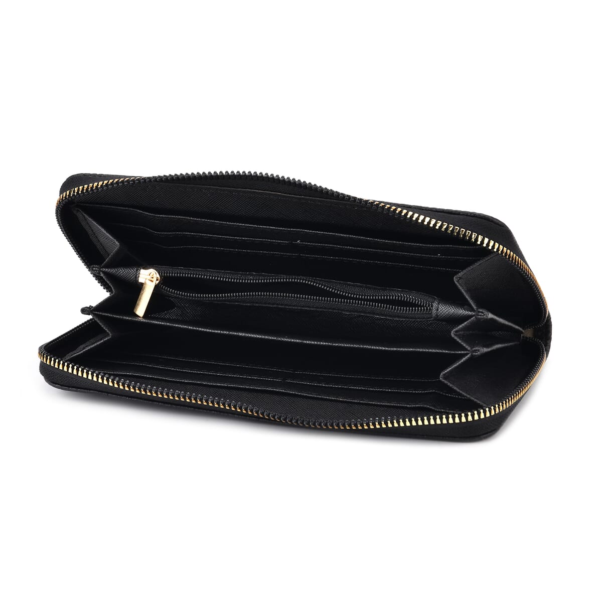 Black Crocodile Embossed Genuine Leather Wallet image number 6