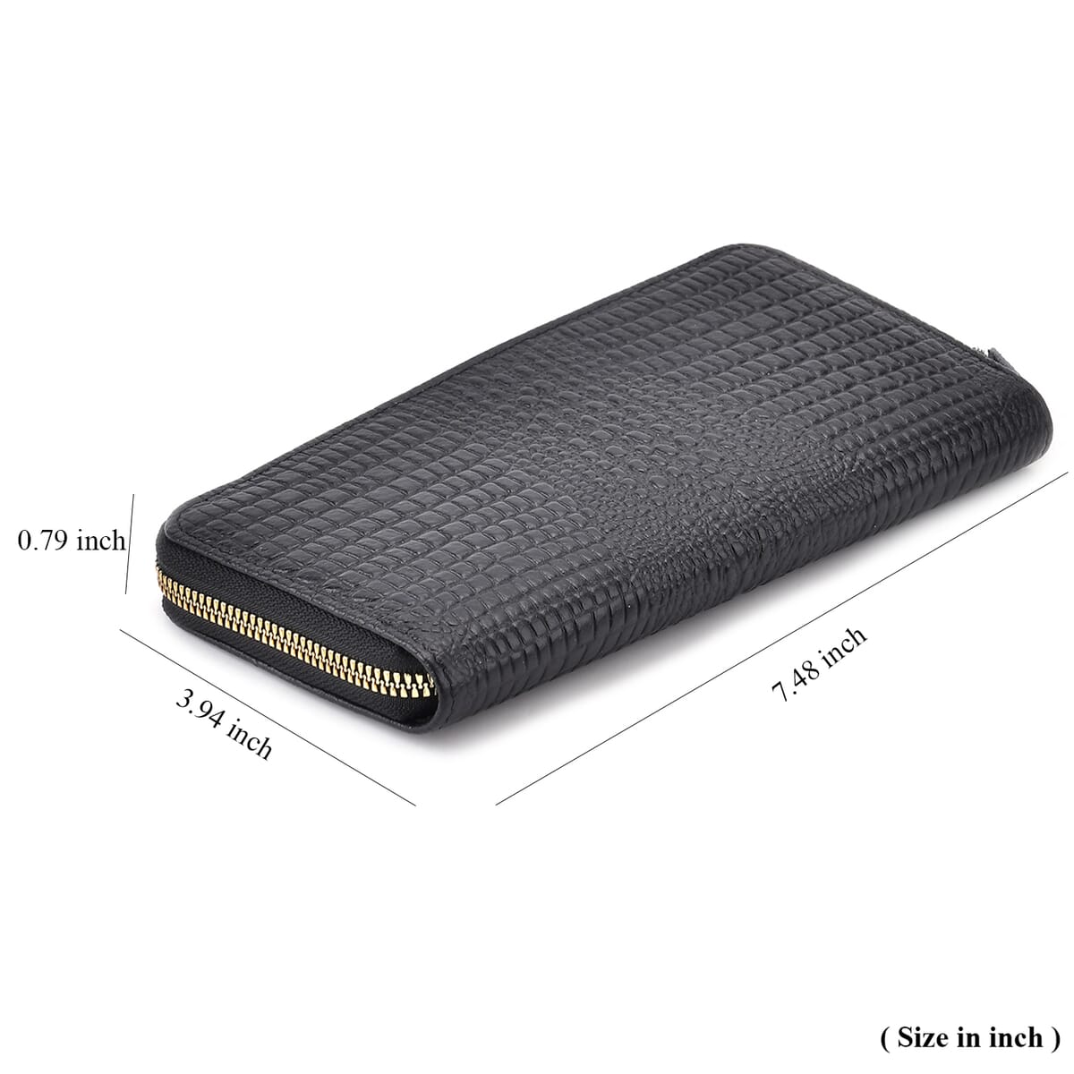 Black Crocodile Embossed Genuine Leather Wallet image number 8