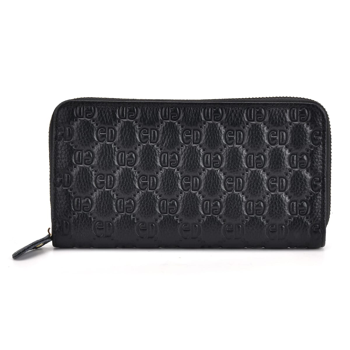 Black GD Letter Embossed Genuine Leather Wallet image number 0