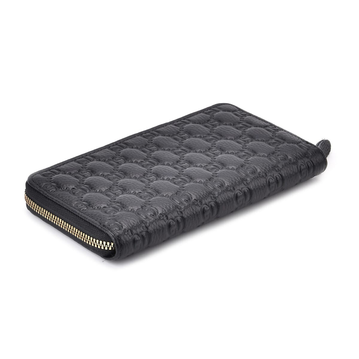 Black GD Letter Embossed Genuine Leather Wallet image number 4