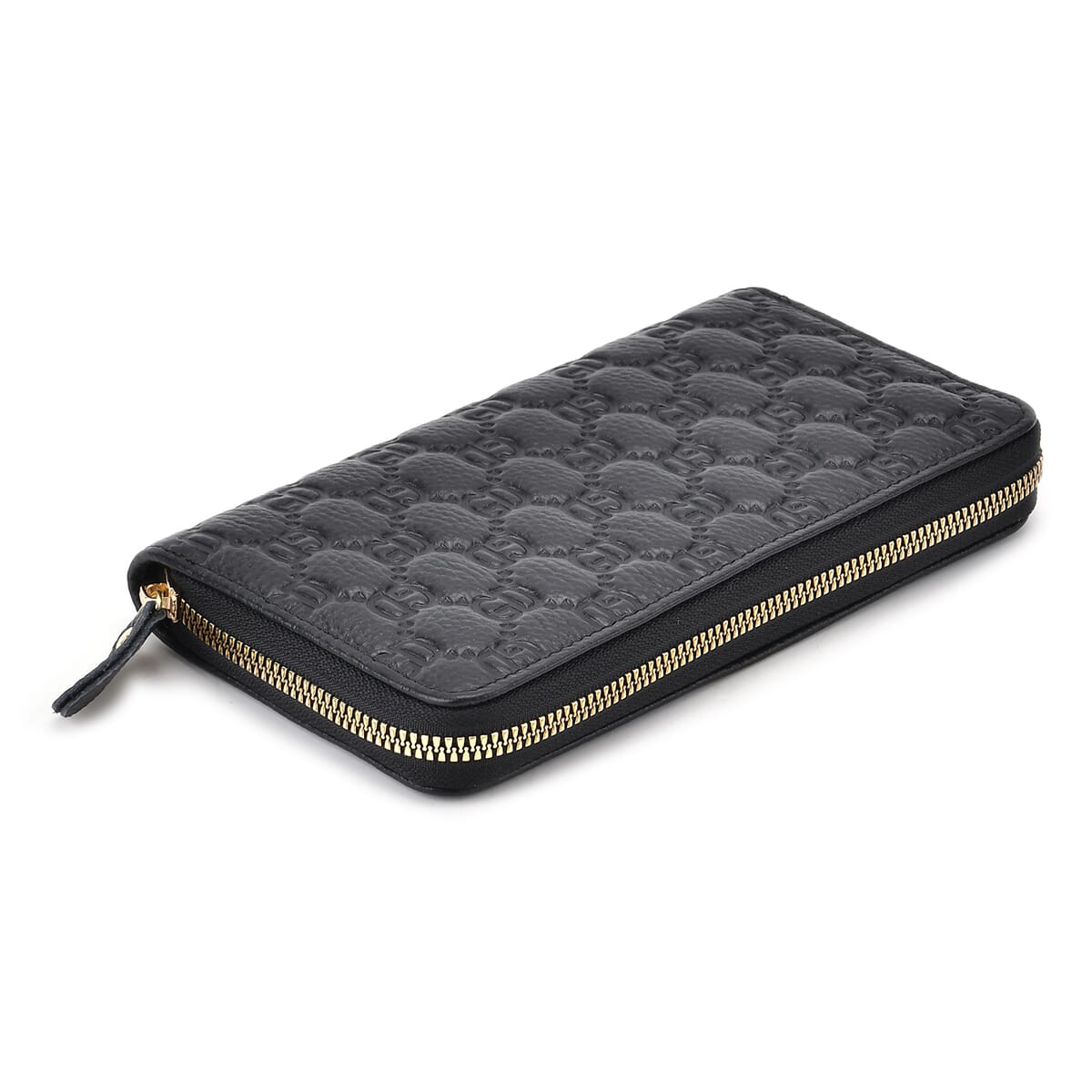 Black GD Letter Embossed Genuine Leather Wallet image number 5