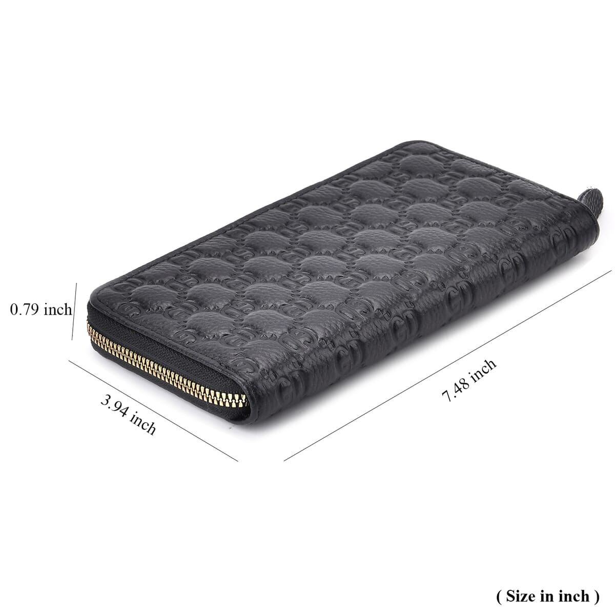 Black GD Letter Embossed Genuine Leather Wallet image number 8
