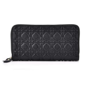 Black Geometric Embossed Genuine Leather Wallet