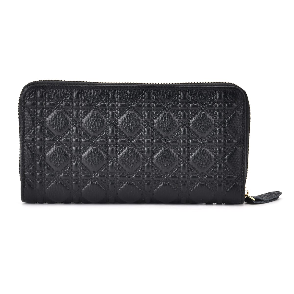 Black Geometric Embossed Genuine Leather Wallet image number 3