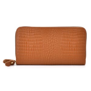 Tan Crocodile Embossed Genuine Leather Wallet