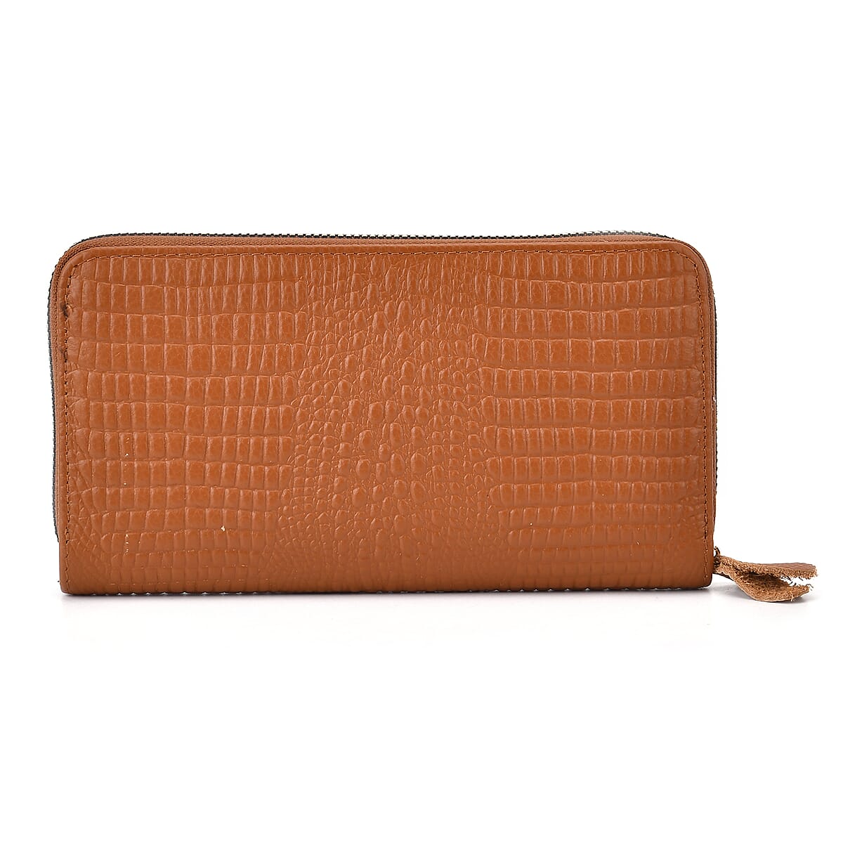 Tan Crocodile Embossed Genuine Leather Wallet image number 3