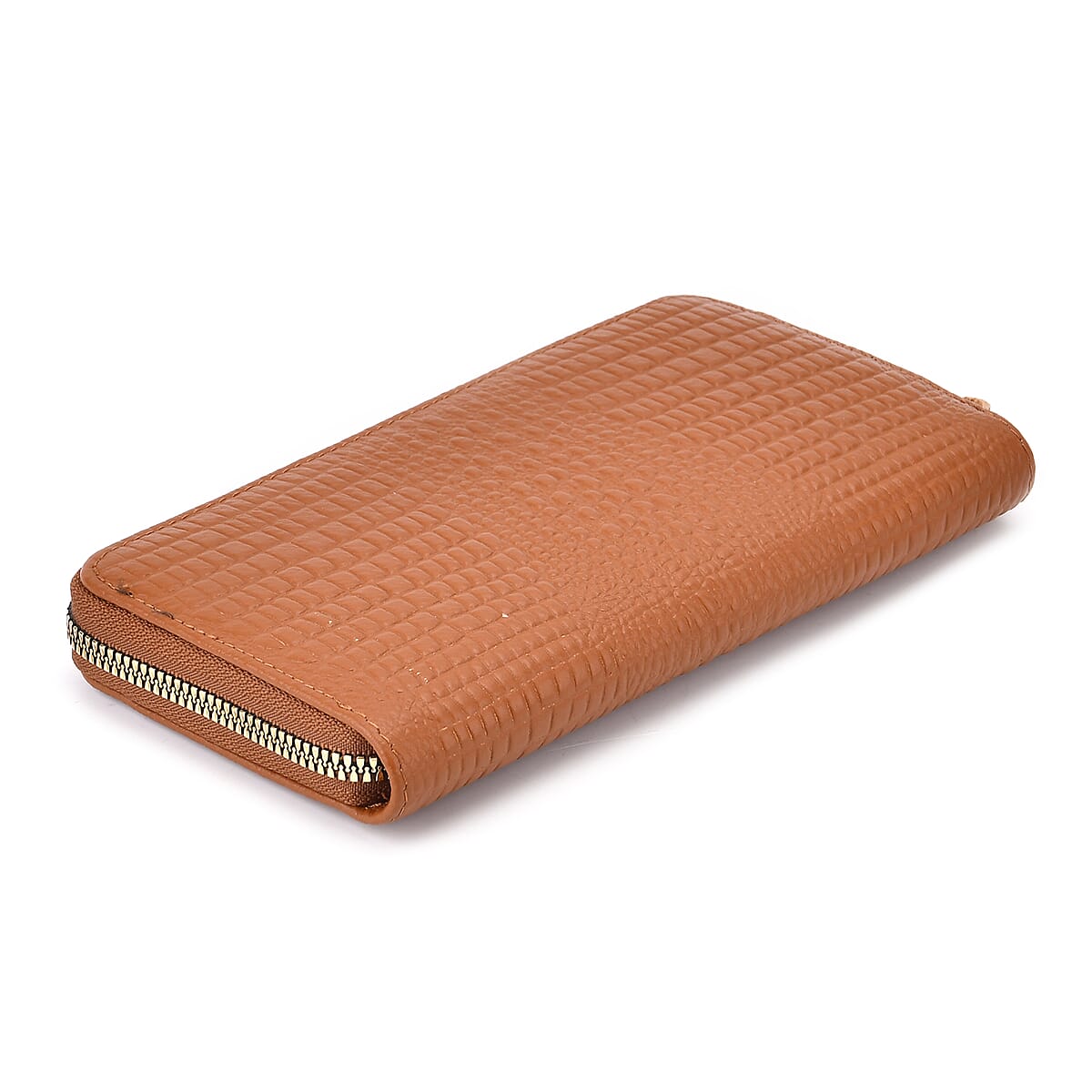Tan Crocodile Embossed Genuine Leather Wallet image number 4