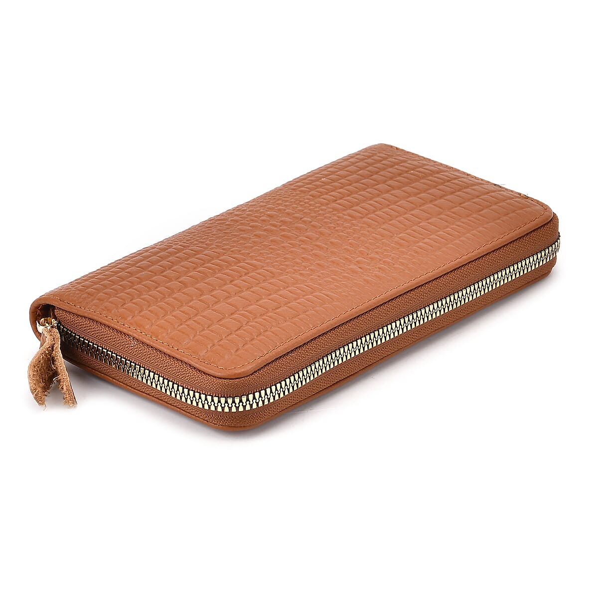 Tan Crocodile Embossed Genuine Leather Wallet image number 5