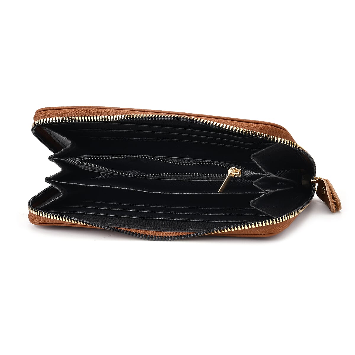 Tan Crocodile Embossed Genuine Leather Wallet image number 6