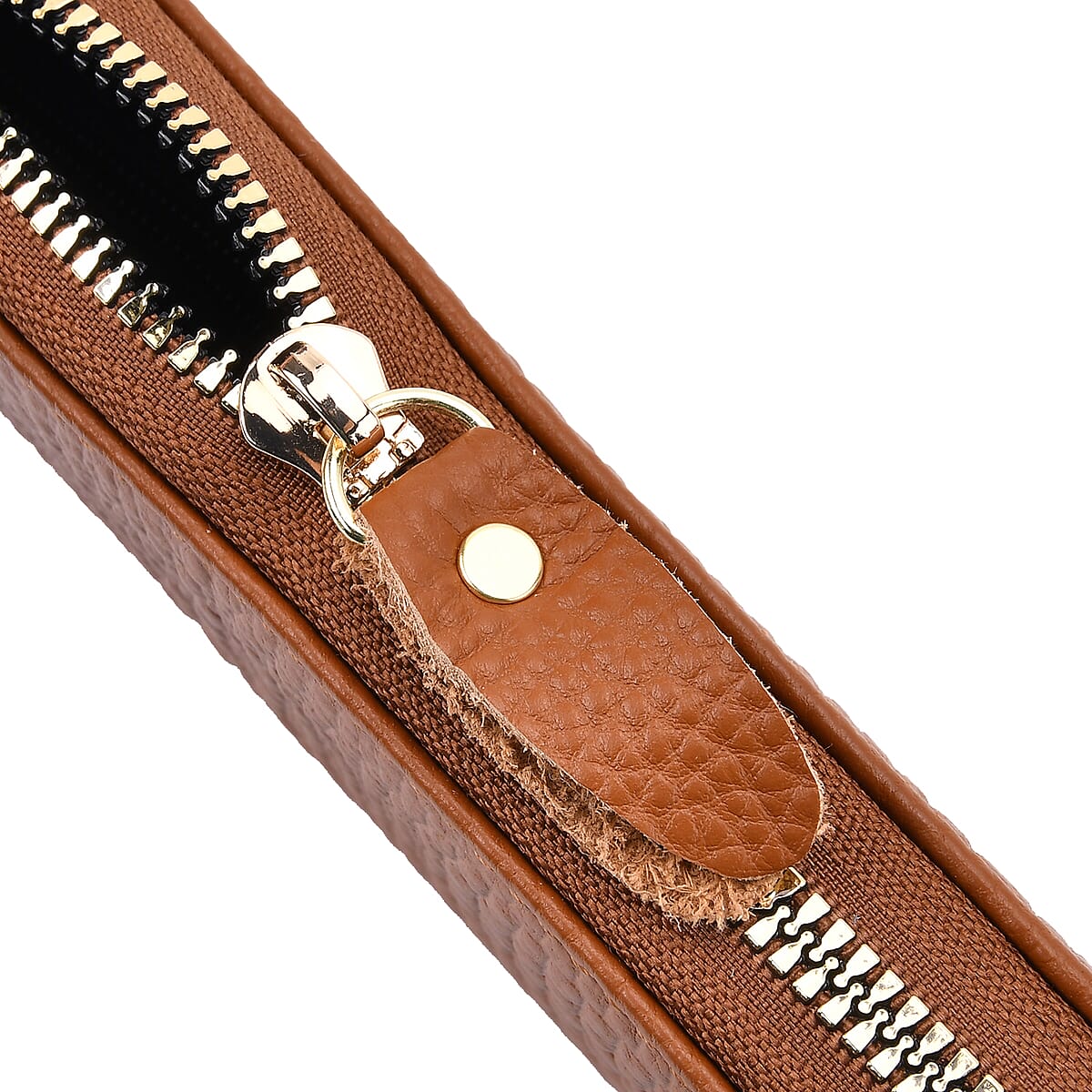 Tan Crocodile Embossed Genuine Leather Wallet image number 7
