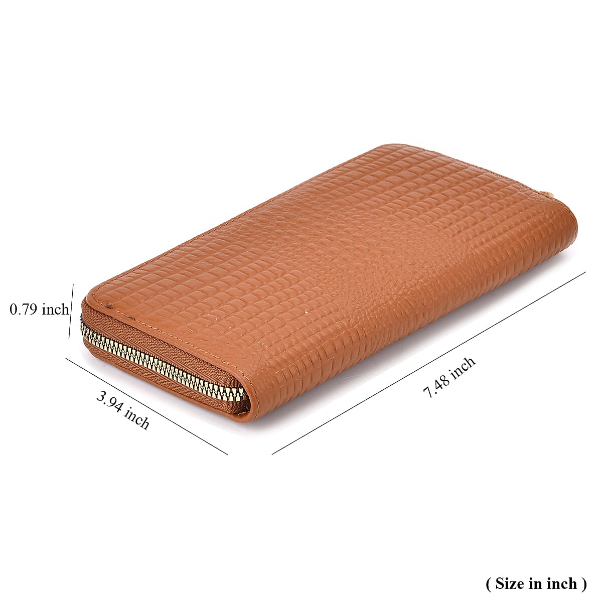 Tan Crocodile Embossed Genuine Leather Wallet image number 8