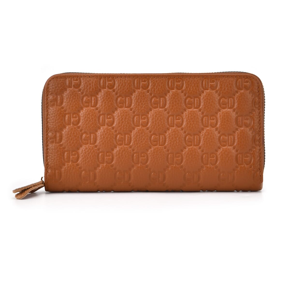 Tan GD Letter Embossed Genuine Leather Wallet image number 0