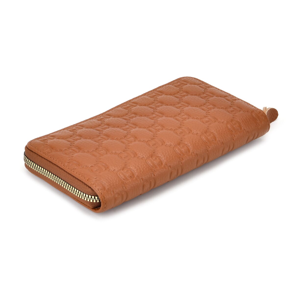 Tan GD Letter Embossed Genuine Leather Wallet image number 4
