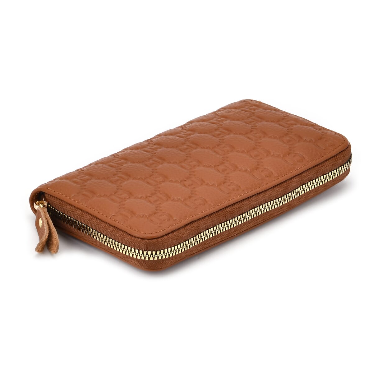 Tan GD Letter Embossed Genuine Leather Wallet image number 5
