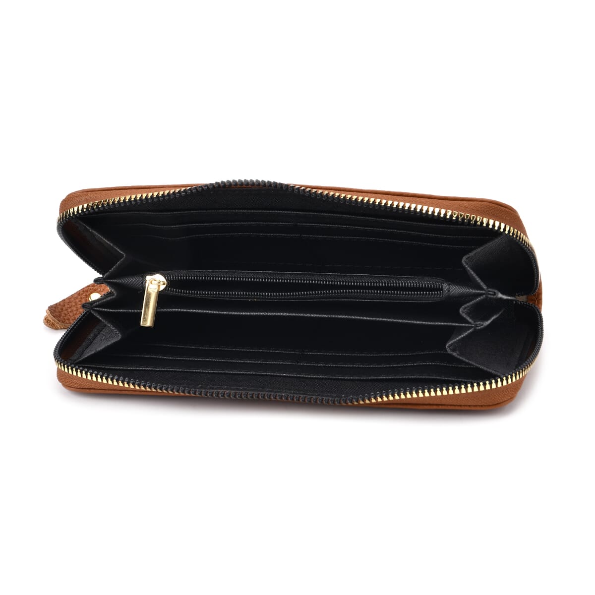 Tan GD Letter Embossed Genuine Leather Wallet image number 6