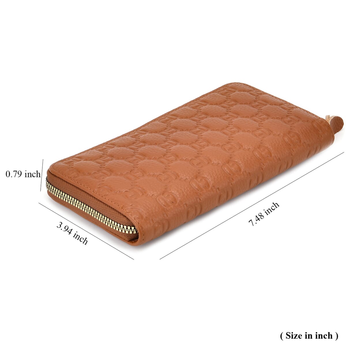 Tan GD Letter Embossed Genuine Leather Wallet image number 8