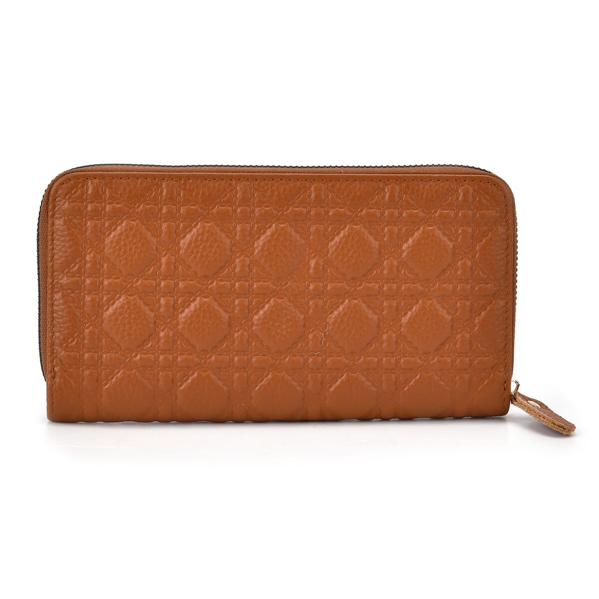 Tan Geometric Embossed Genuine Leather Wallet image number 3