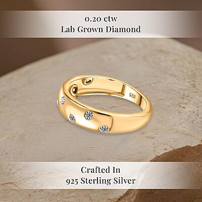 Luxuriant Lab Grown Diamond SI 0.20 ctw Band Ring in 18K Vermeil Yellow Gold Over Sterling Silver (Size 10.0)
