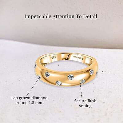 Luxuriant Lab Grown Diamond SI 0.20 ctw Band Ring in 18K Vermeil Yellow Gold Over Sterling Silver (Size 10.0)