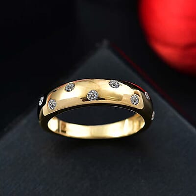 Luxuriant Lab Grown Diamond SI 0.20 ctw Band Ring in 18K Vermeil Yellow Gold Over Sterling Silver (Size 10.0)