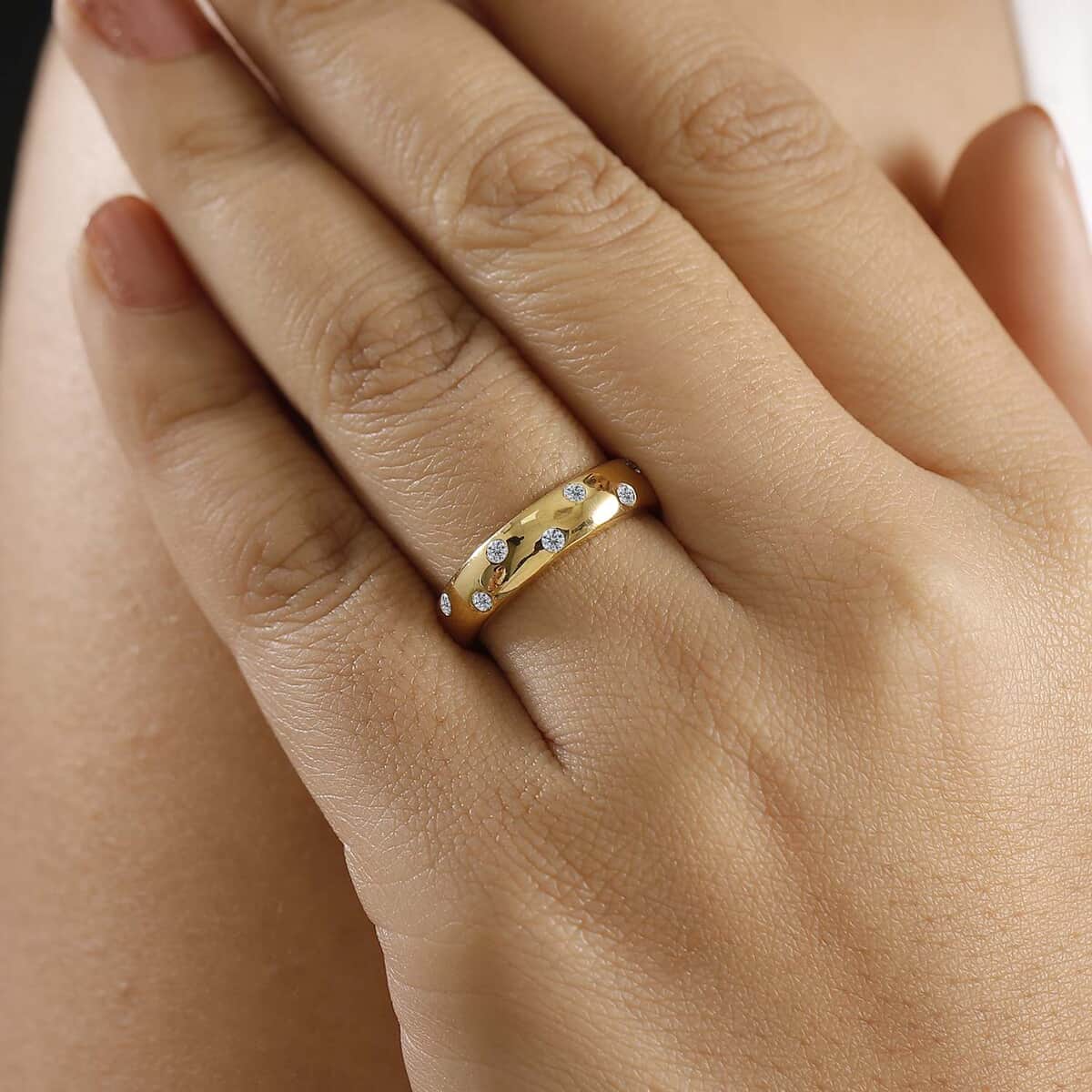 Luxuriant Lab Grown Diamond SI 0.20 ctw Band Ring in 18K Vermeil Yellow Gold Over Sterling Silver (Size 7.0) image number 2