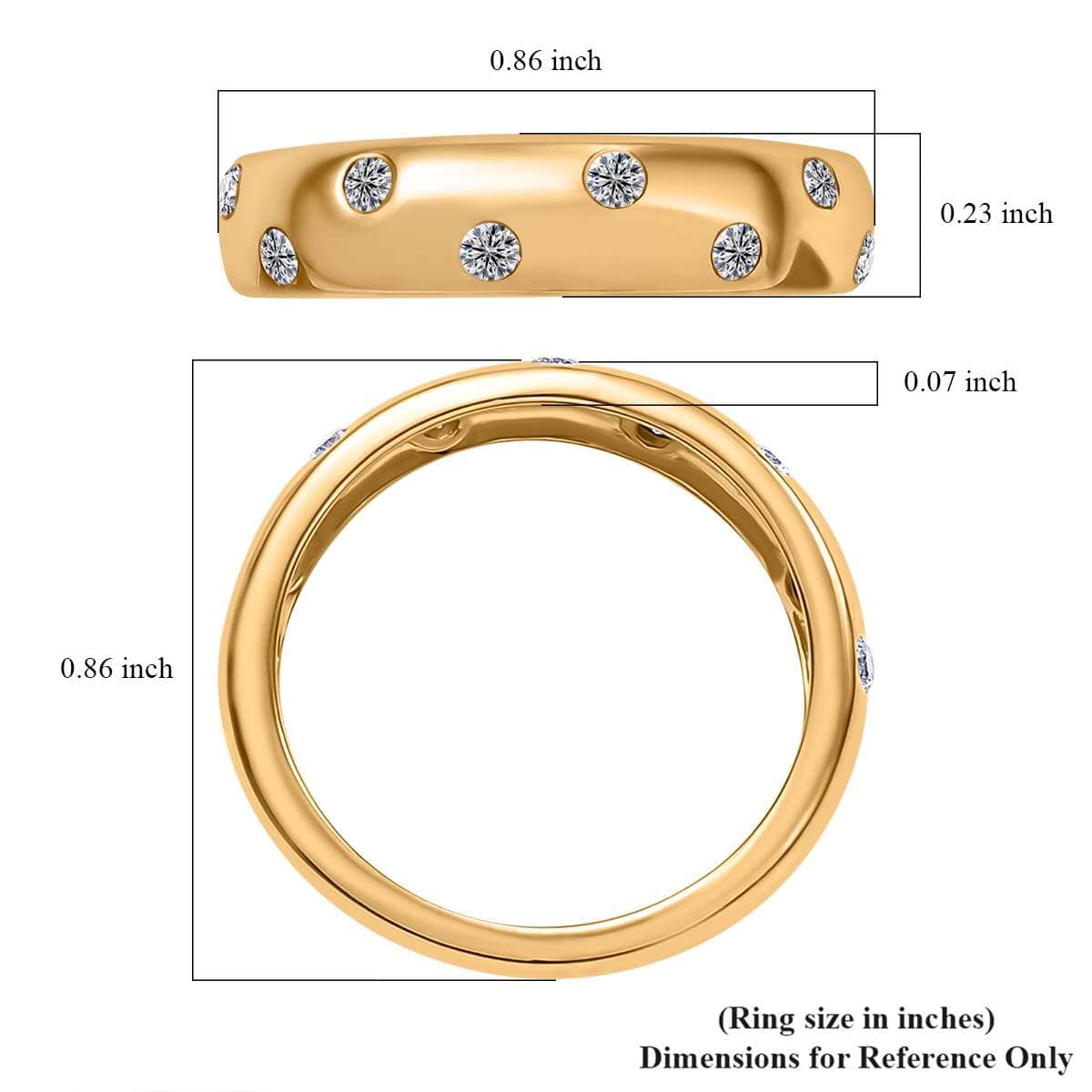 Luxuriant Lab Grown Diamond SI 0.20 ctw Band Ring in 18K Vermeil Yellow Gold Over Sterling Silver (Size 7.0) image number 5