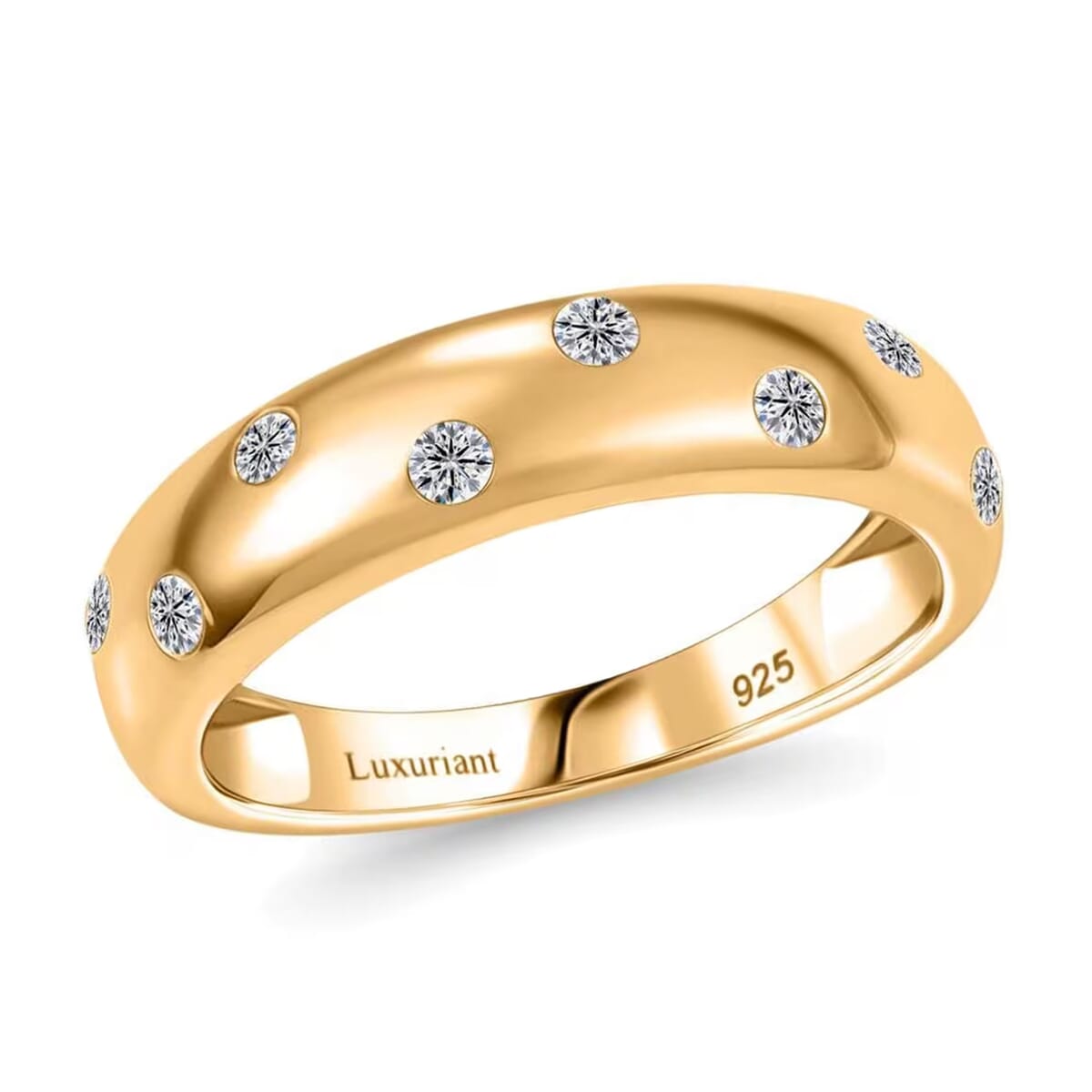 Luxuriant Lab Grown Diamond SI 0.20 ctw Band Ring in 18K Vermeil Yellow Gold Over Sterling Silver (Size 8.0) image number 0