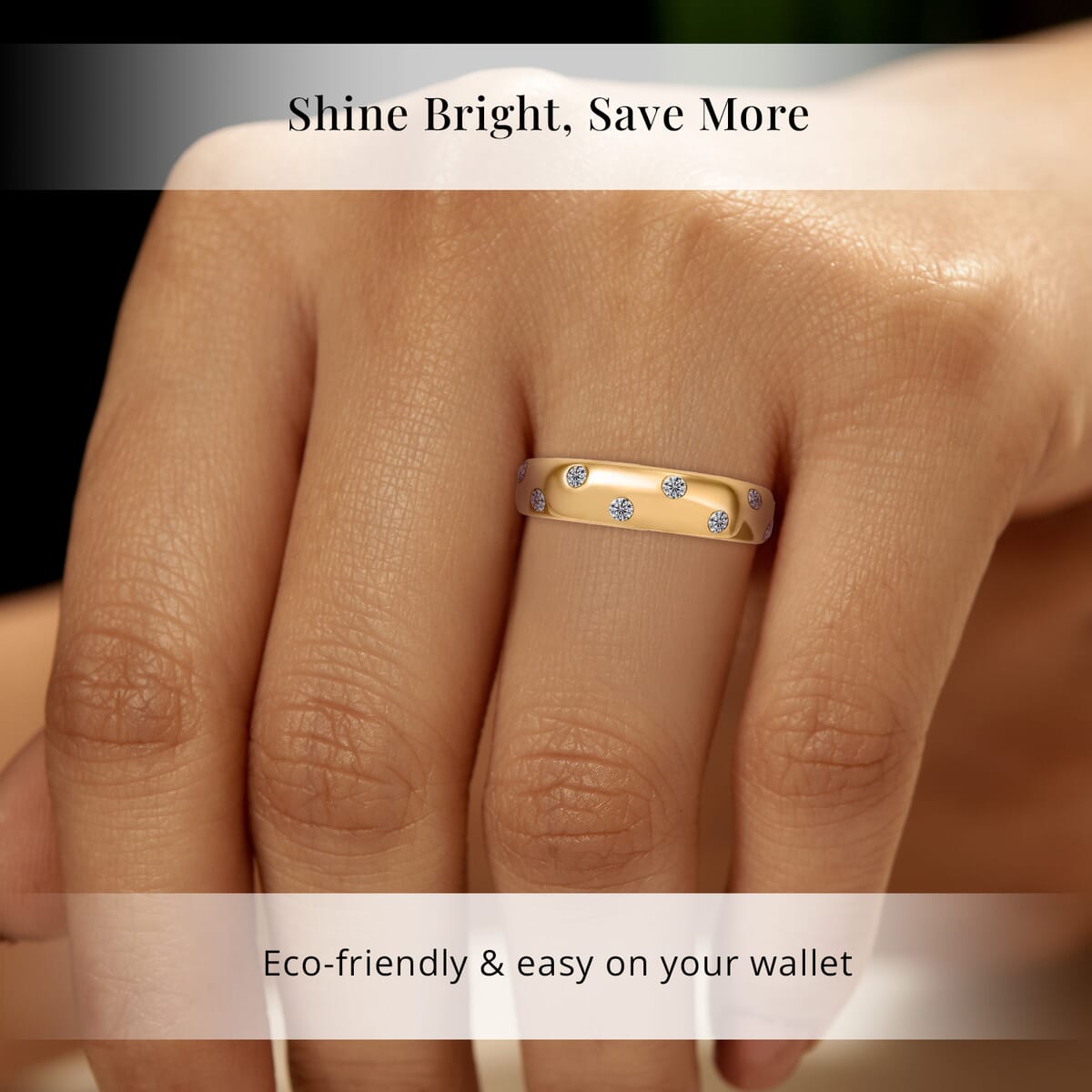 Luxuriant Lab Grown Diamond SI 0.20 ctw Band Ring in 18K Vermeil Yellow Gold Over Sterling Silver (Size 8.0) image number 1