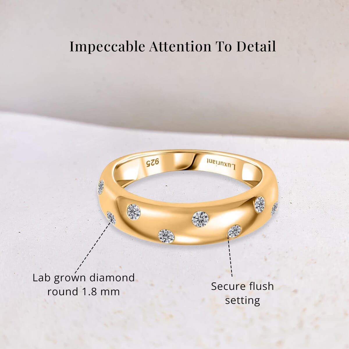 Luxuriant Lab Grown Diamond SI 0.20 ctw Band Ring in 18K Vermeil Yellow Gold Over Sterling Silver (Size 8.0) image number 5