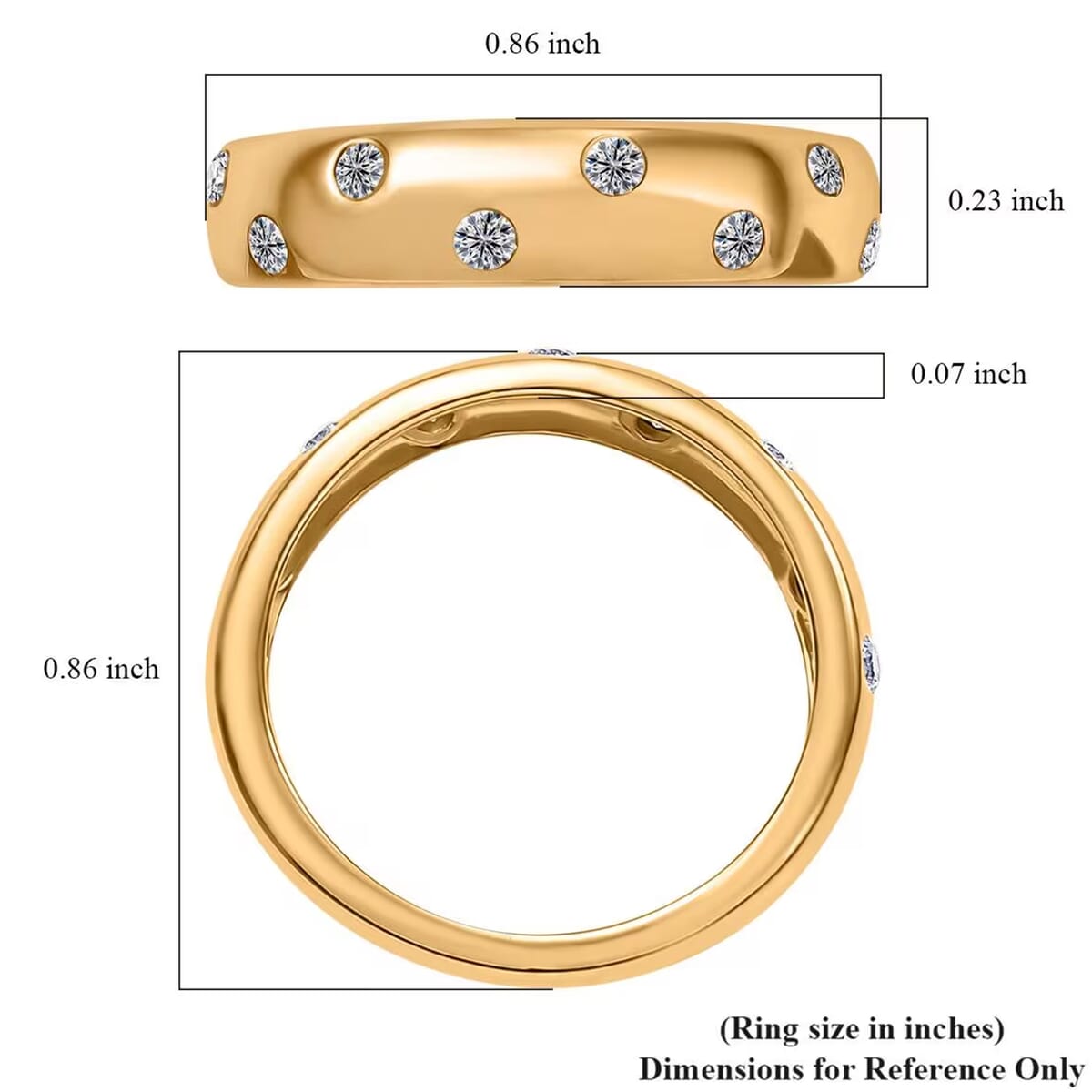 Luxuriant Lab Grown Diamond SI 0.20 ctw Band Ring in 18K Vermeil Yellow Gold Over Sterling Silver (Size 8.0) image number 8